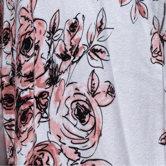 Roz & Ali Pink Floral Cold Shoulder 3/4 Sleeve V Neck Light Sweater Top 1X EUC - Picture 5 of 6